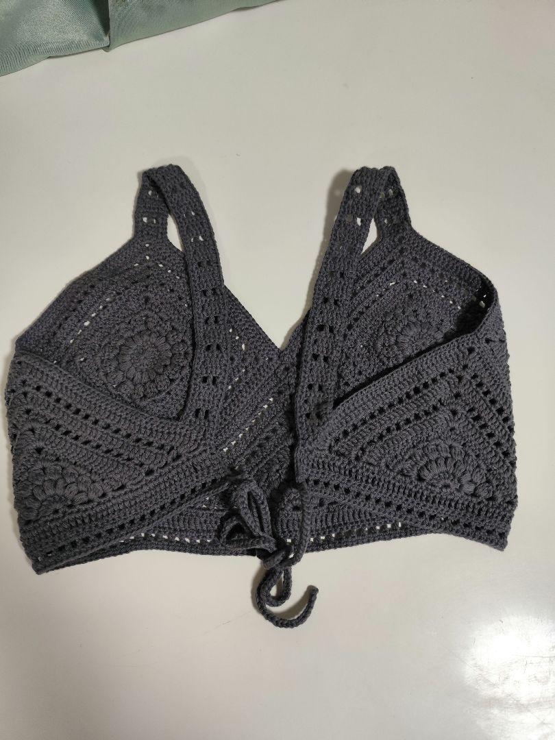 ブラジリアンスタイル　グレー 手編み ブラレットsize:S