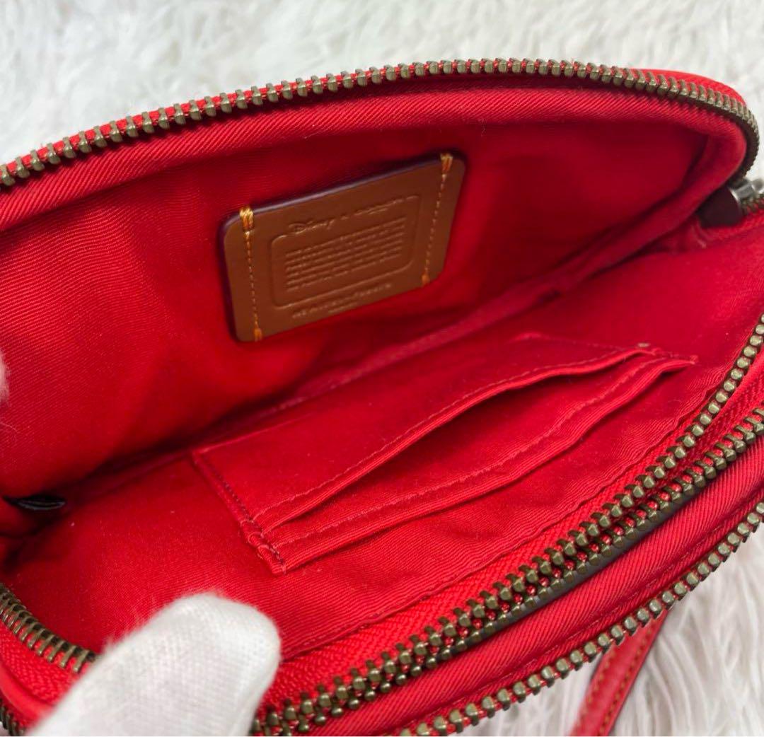 美品　coach×Disney ミッキーマウス　ショルダーバッグ　赤