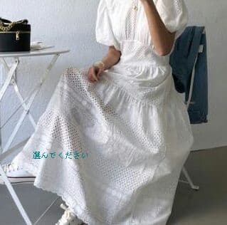 メルカリ 大人気 パンチング パフスリーブ ワンピース ホワイト サイズj ロングワンピース 4 750 中古や未使用のフリマ