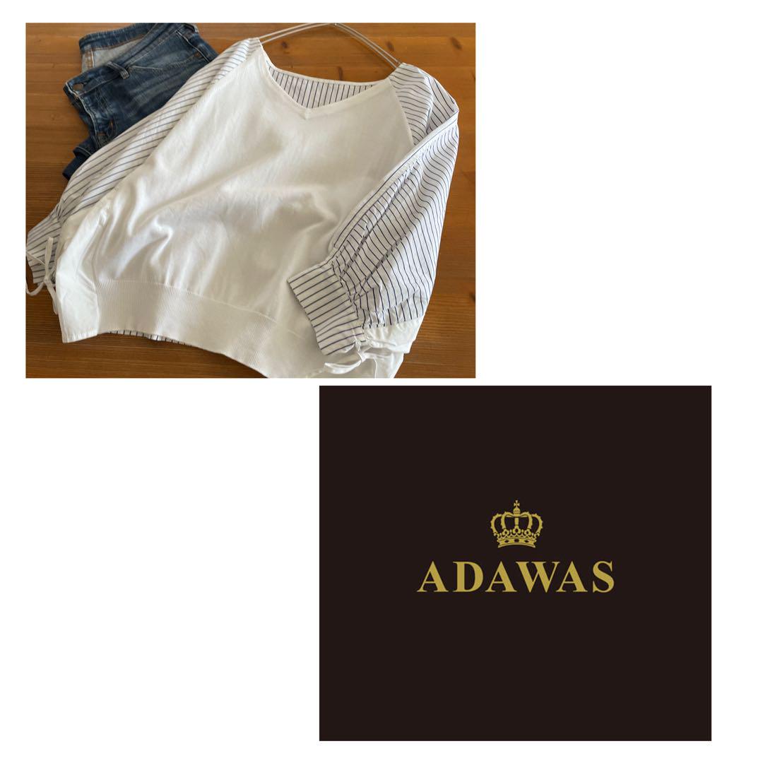ADAWAS アダワス　ドッキングゆったりプルオーバーシャツニット