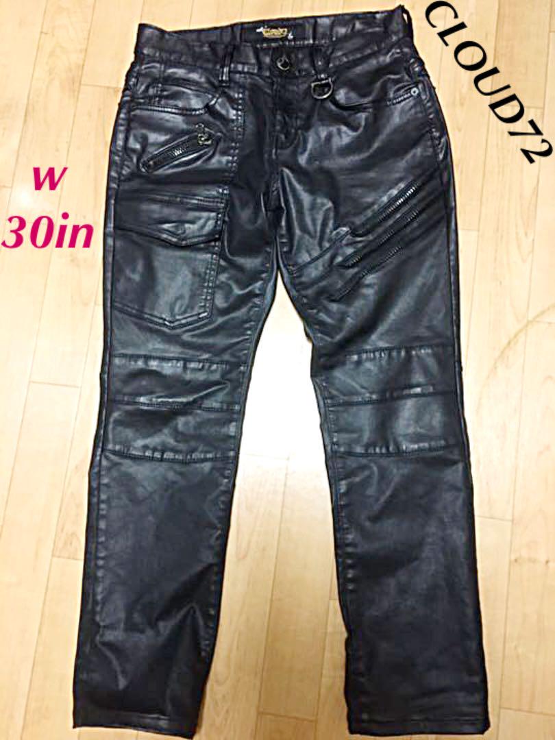CLOUD72(クラウド72)フェイクレザーバイカーデニムパンツ