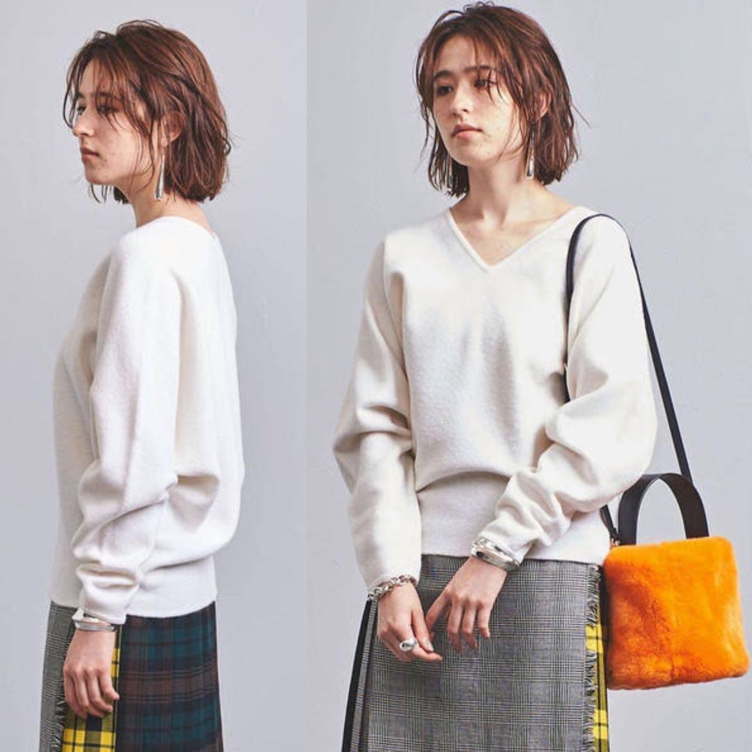美品★ユナイテッドアローズ｜定価2,3万 ボイルドVネックドルマンニット