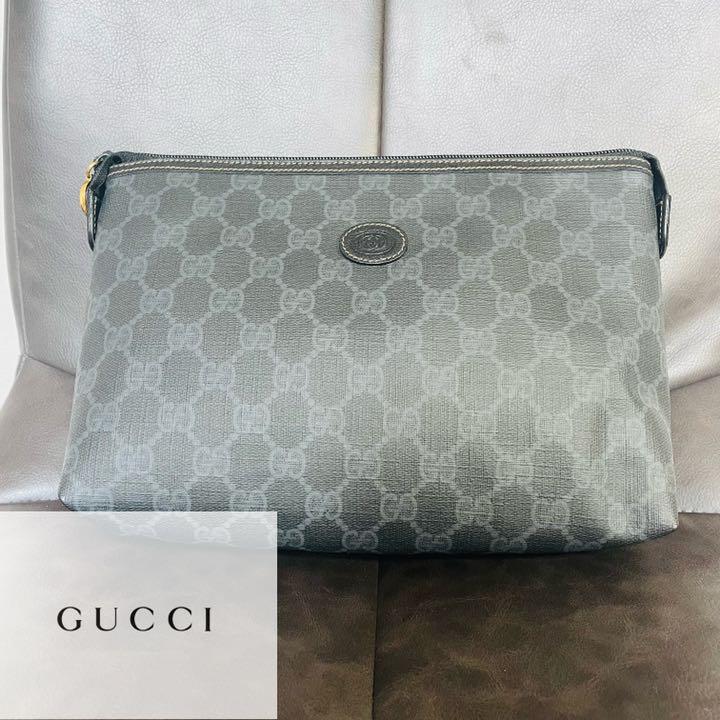 【極美品】OLD GUCCI オールドグッチ クラッチバッグ グレー 黒