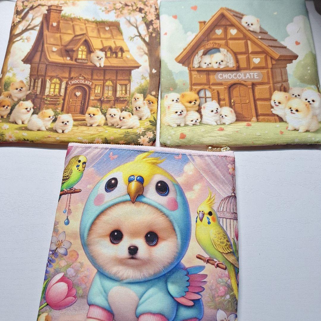 激レアパネル生地　ハンドメイド　フラットポーチ