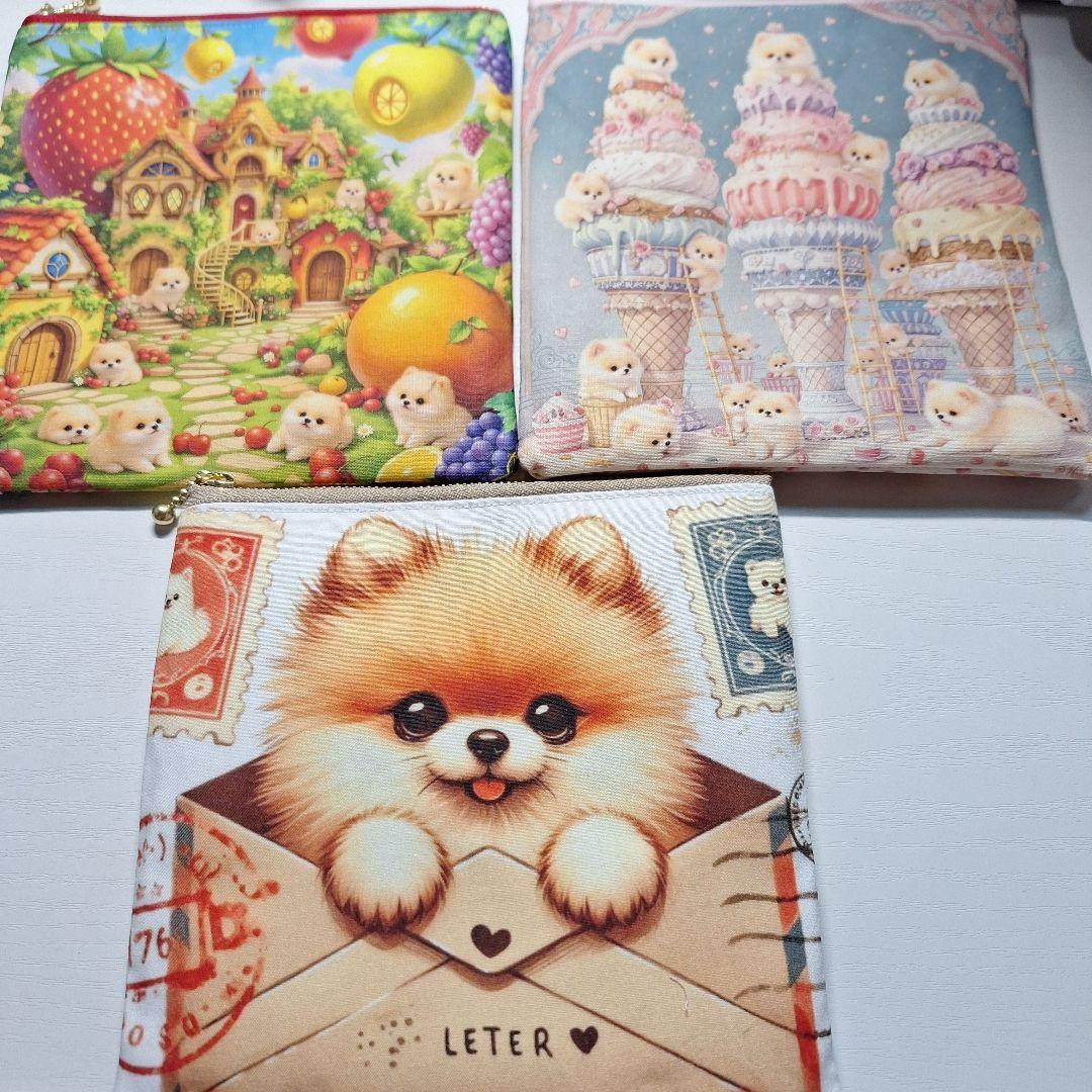 激レアパネル生地　ハンドメイド　フラットポーチ