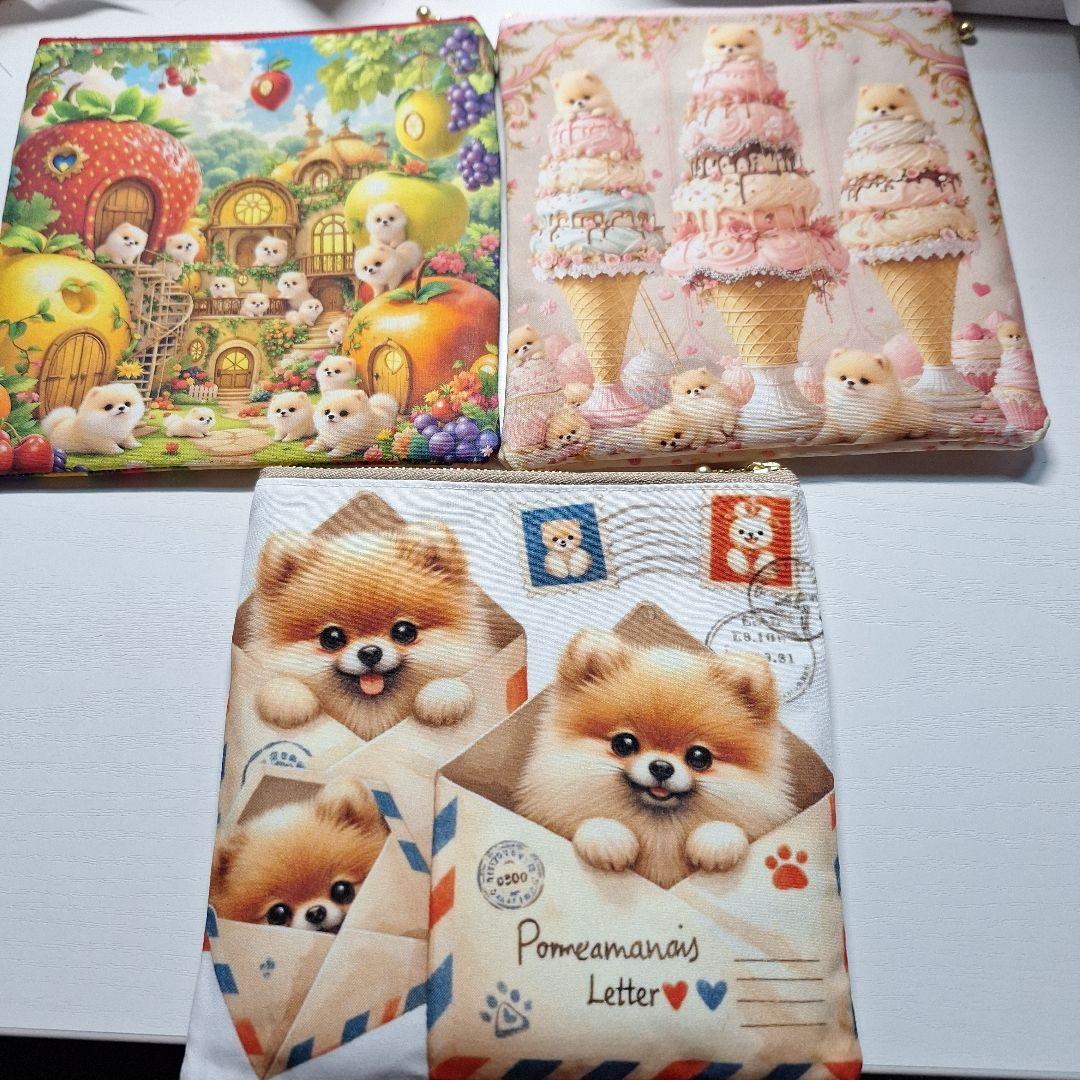 激レアパネル生地　ハンドメイド　フラットポーチ