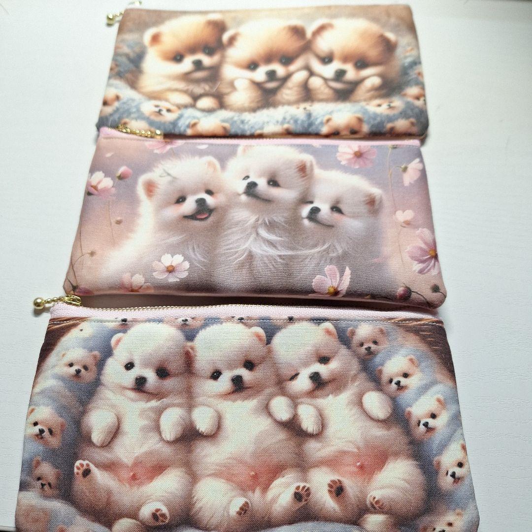 激レアパネル生地　ハンドメイド　フラットポーチ
