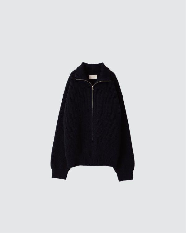 トップス YOKE 3/4 FRONT ZIP HIGHNECK RIB SWEATER