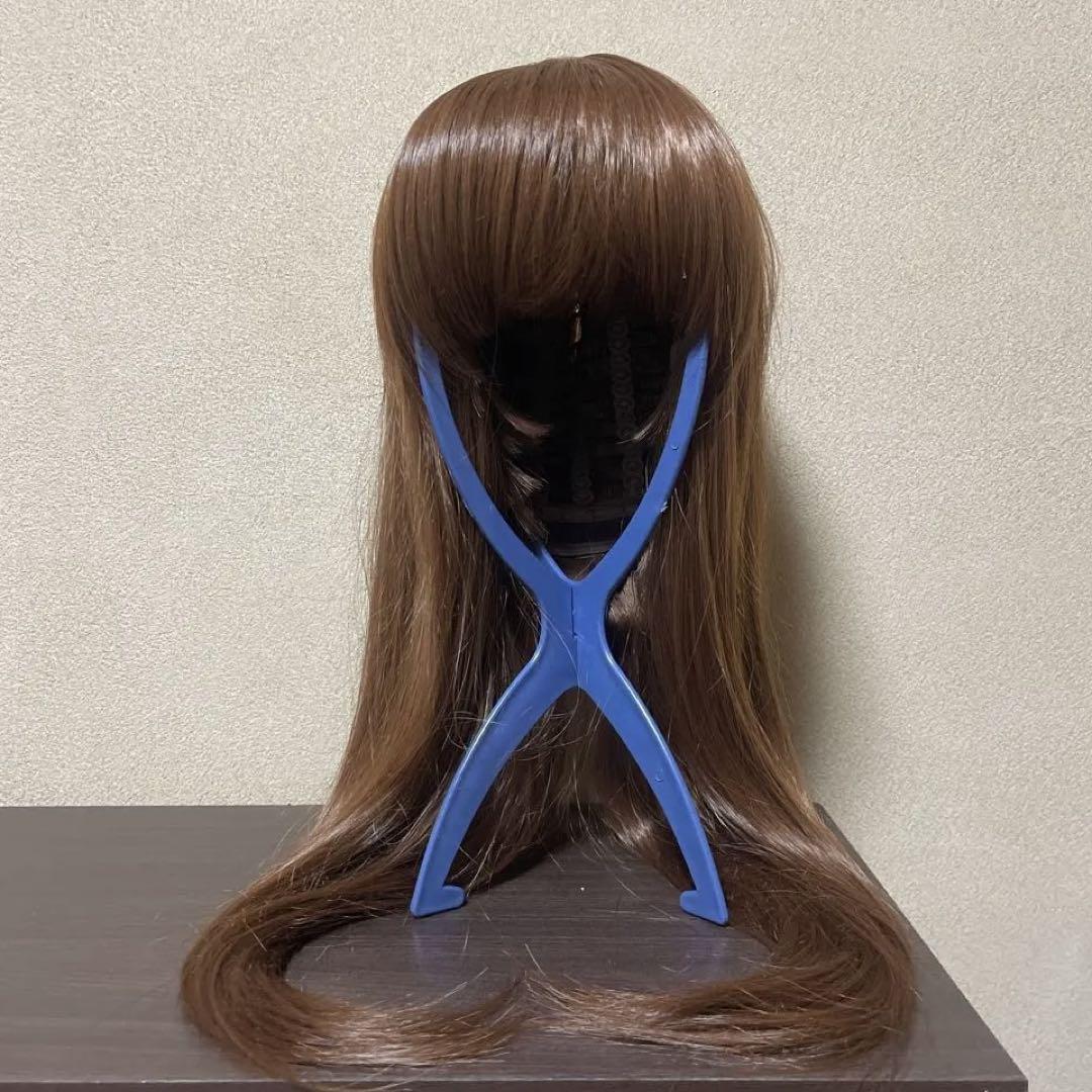 【美品 即日発送】ブラウン ストレートロングウィッグ 前髪あり