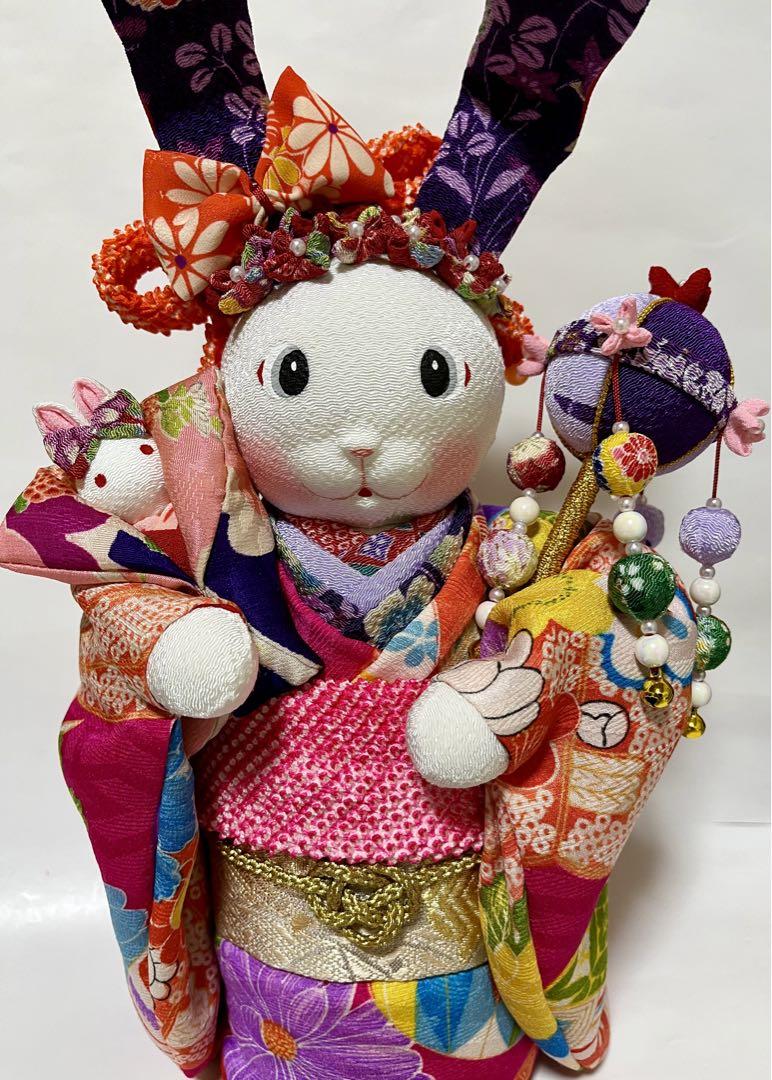 うさぎの創作人形】 ちりめん細工 縮緬細工 和雑貨 うさぎの置物 うさぎの創作人形】 ちりめん細工 縮緬細工 和雑貨 うさぎの置物