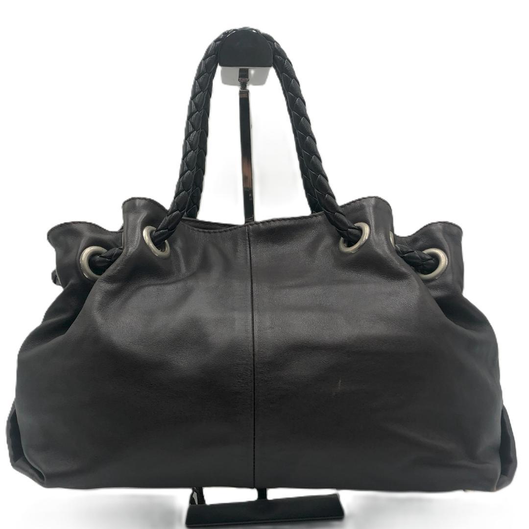 【希少】FURLA フルラ　ダークブラウン ハンドバッグ　巾着