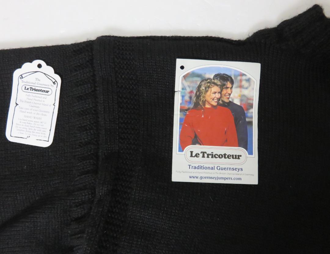 Le Tricoteur GUERNSEY SWEATER 38 ブラック Le Tricoteur GUERNSEY SWEATER 38 ブラック
