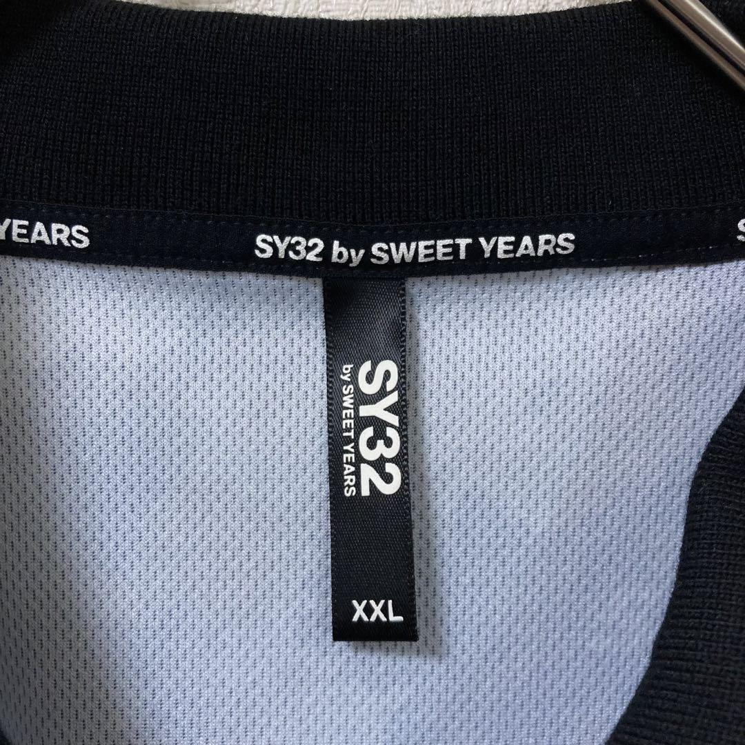 【美品】SY32 ポロシャツ カモ 切替 大きいサイズ 速乾 ブラック XXL