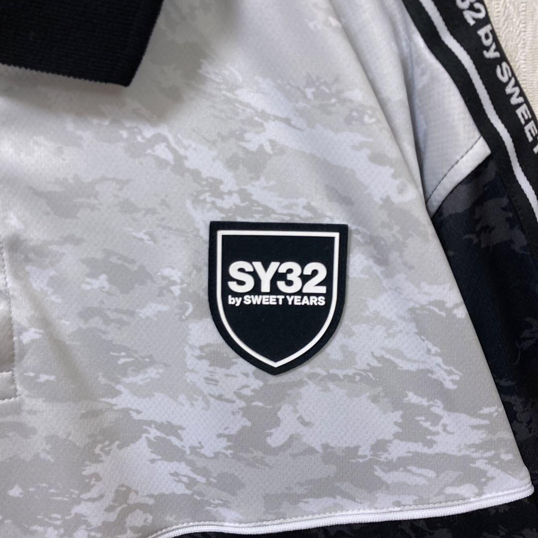 【美品】SY32 ポロシャツ カモ 切替 大きいサイズ 速乾 ブラック XXL