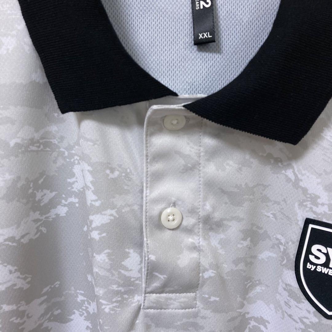 【美品】SY32 ポロシャツ カモ 切替 大きいサイズ 速乾 ブラック XXL
