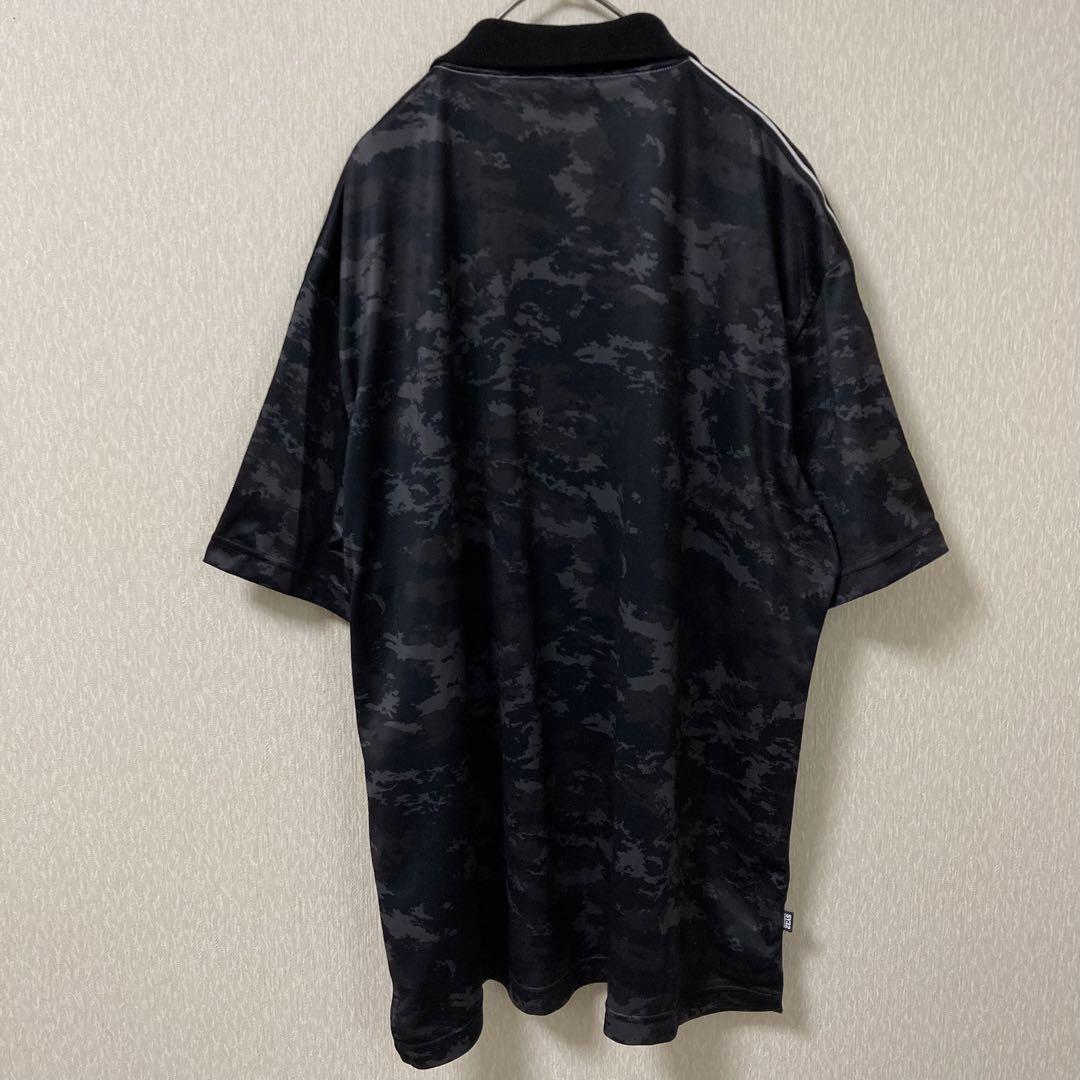 【美品】SY32 ポロシャツ カモ 切替 大きいサイズ 速乾 ブラック XXL