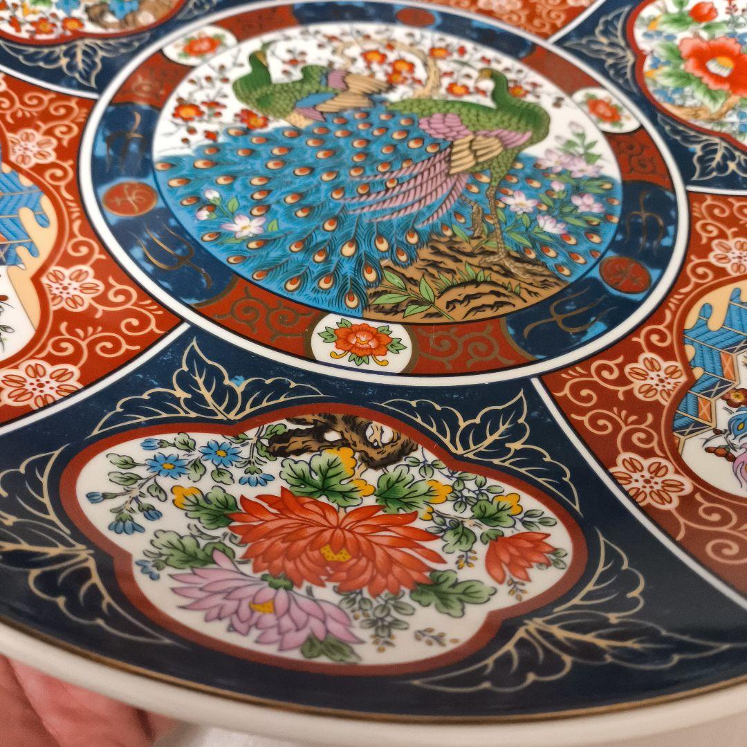 孔雀　飾り皿 新品未使用】特選 伊萬里錦 飾土皿 大泉謹製 飾り皿 孔雀 縁起物