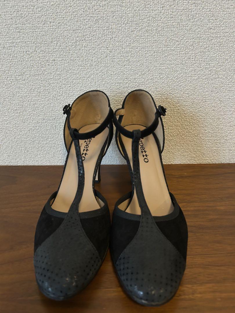 repetto レペット　黒 スエード Tストラップ パンプス