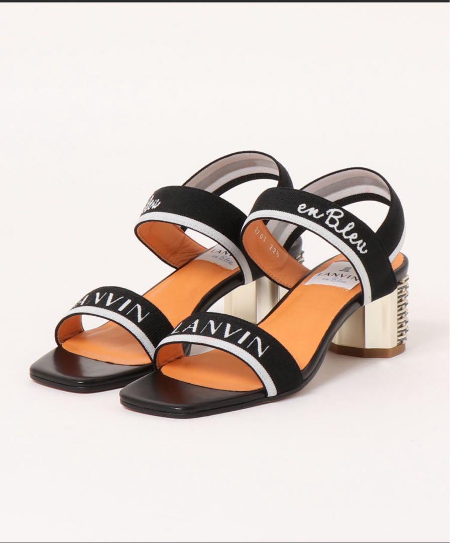 LANVIN ロゴ入りブラックサンダル