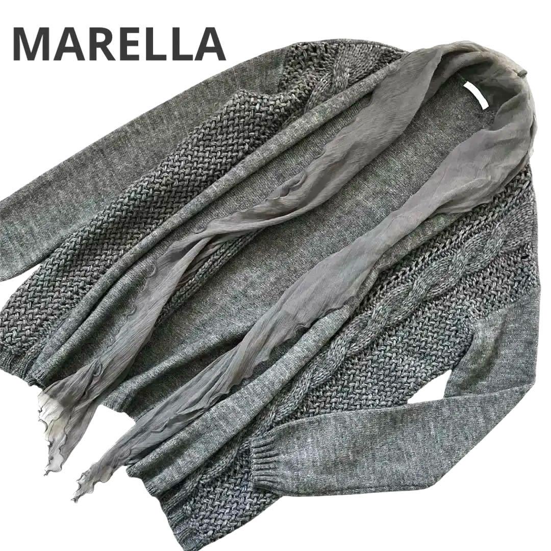 MARELLA SPORT マレーラ かぎ編み シルクシフォン カーディガン