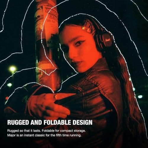 Marshall ワイヤレスオンイヤーヘッドホン Major V ブラック Bb Marshall ワイヤレスオンイヤーヘッドホン Major V ブラック Bb