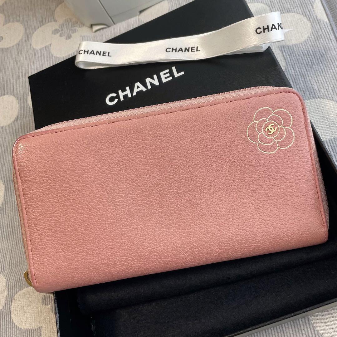 《美品》 CHANEL カメリア 長財布 ピンク