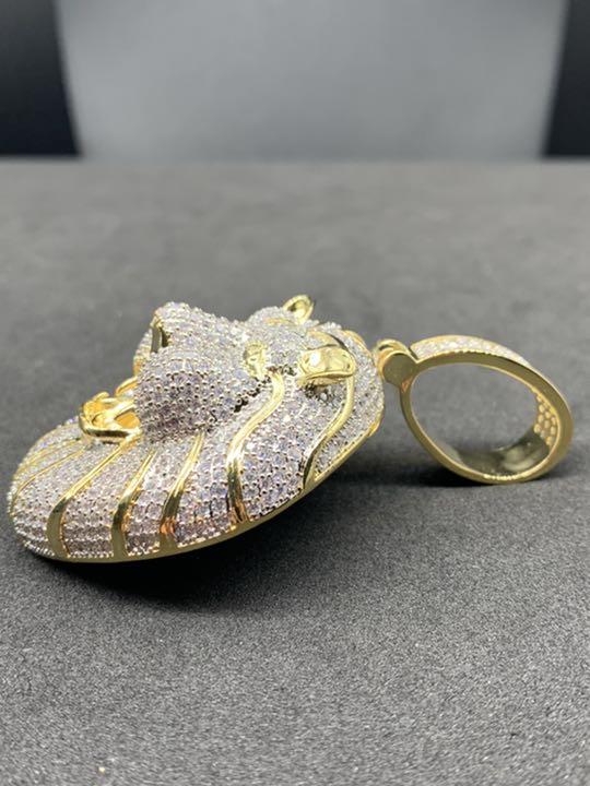 百獣の王 ライオン ゴールド ジルコニア フェイス ブリンブリ ネックレス 百獣の王 ライオン ゴールド ジルコニア フェイス ブリンブリ ネックレス
