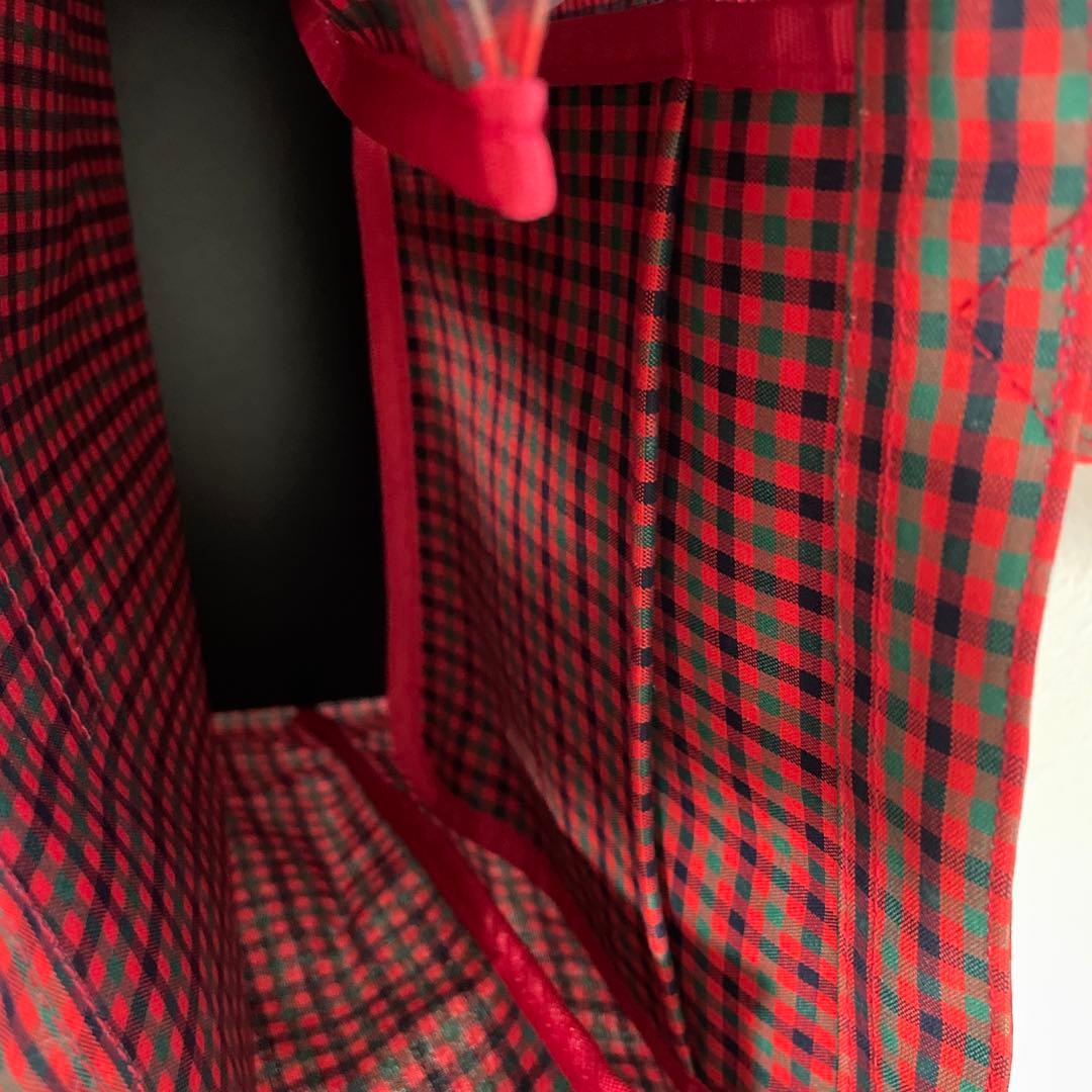 familiar チェック柄トートバッグ 赤 大 familiar チェック柄トートバッグ 赤 大