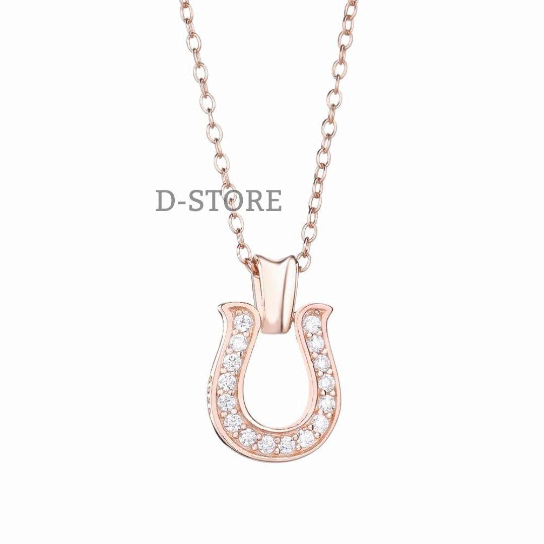 D-STORE ホースシューネックレス シルバー925 CZダイヤモンド 馬蹄型 D-STORE ホースシューネックレス ピンクゴールド シルバー925