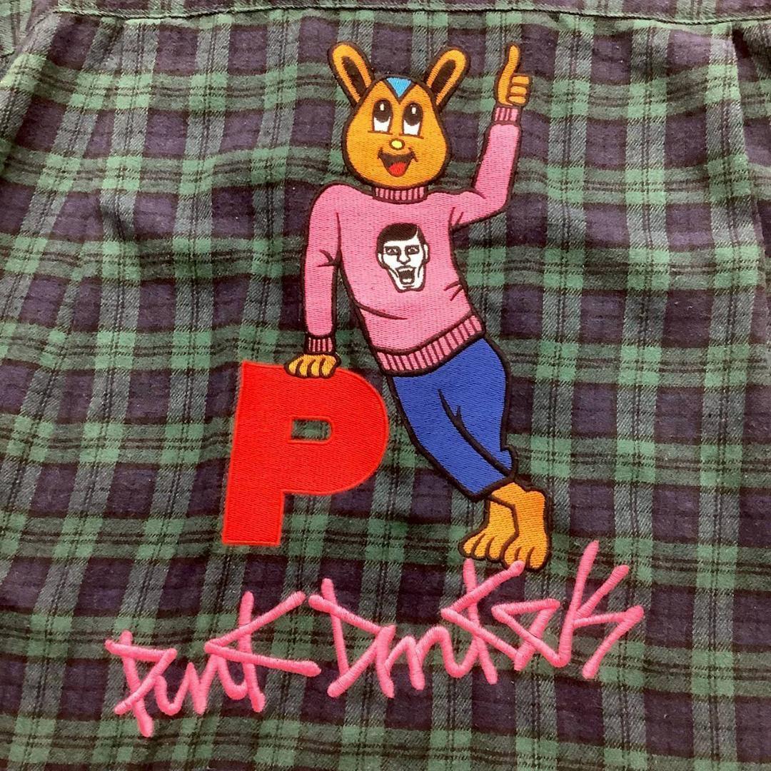 パンクドランカーズ グレイトフルマッポ ネルシャツ メンズ 長袖 刺繍 ロゴ パンクドランカーズ グレイトフルマッポ ネルシャツ メンズ 長袖