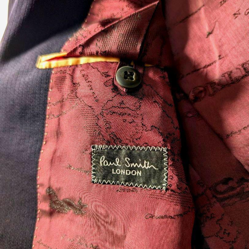 極美品☆ PaulSmith Londonテーラードジャケットパープル総地図