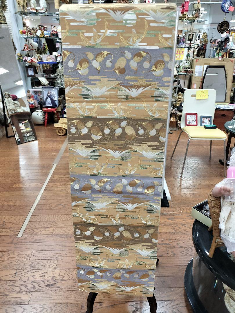 未使用 金色と紫色の刺繍入り生地帯