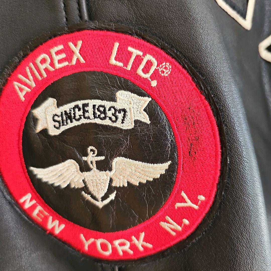 AVIREX シグネチャー バーシティ　総レザージャケット　XS　Ｌ相当