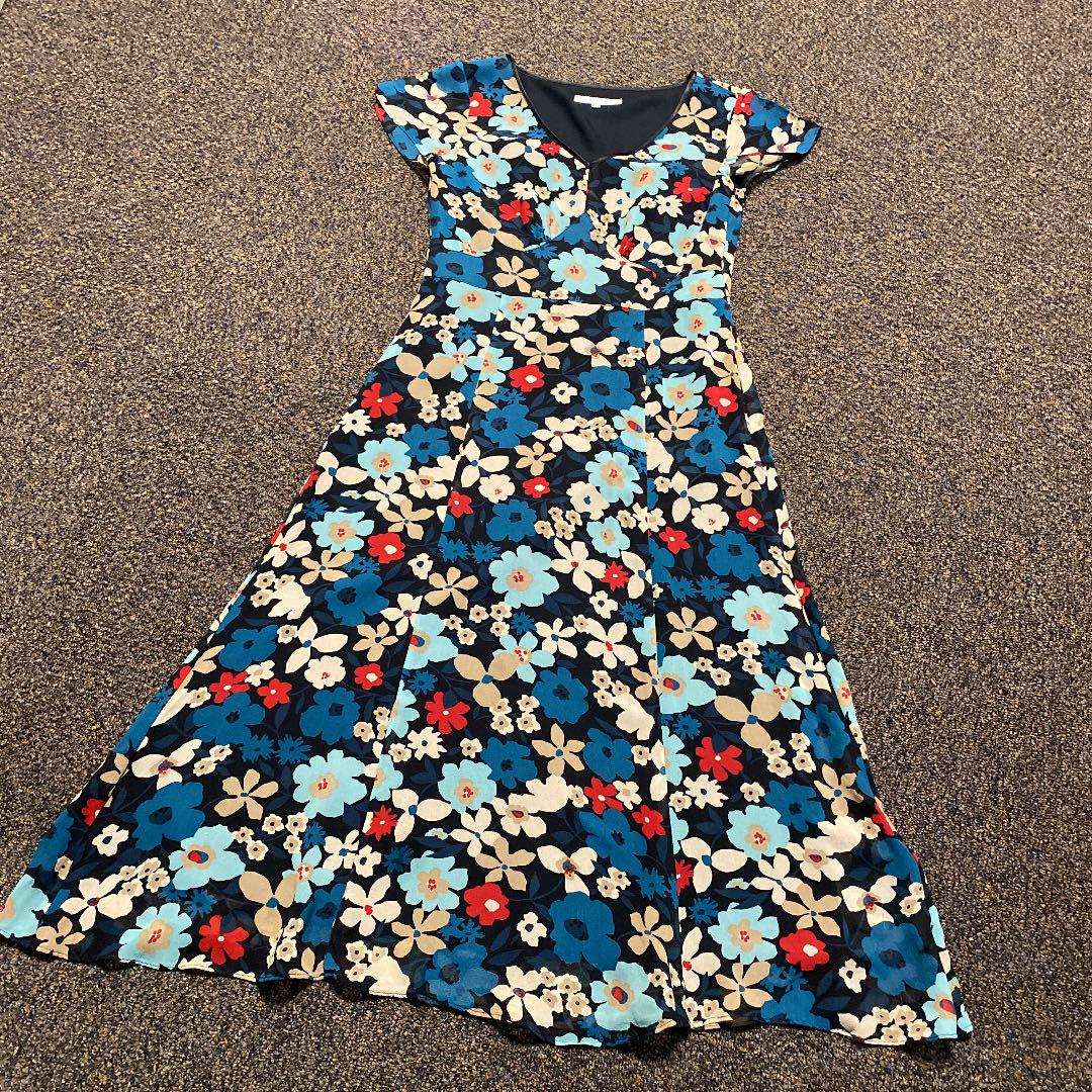 ローラアシュレイ花柄シルクジョーゼットワンピース