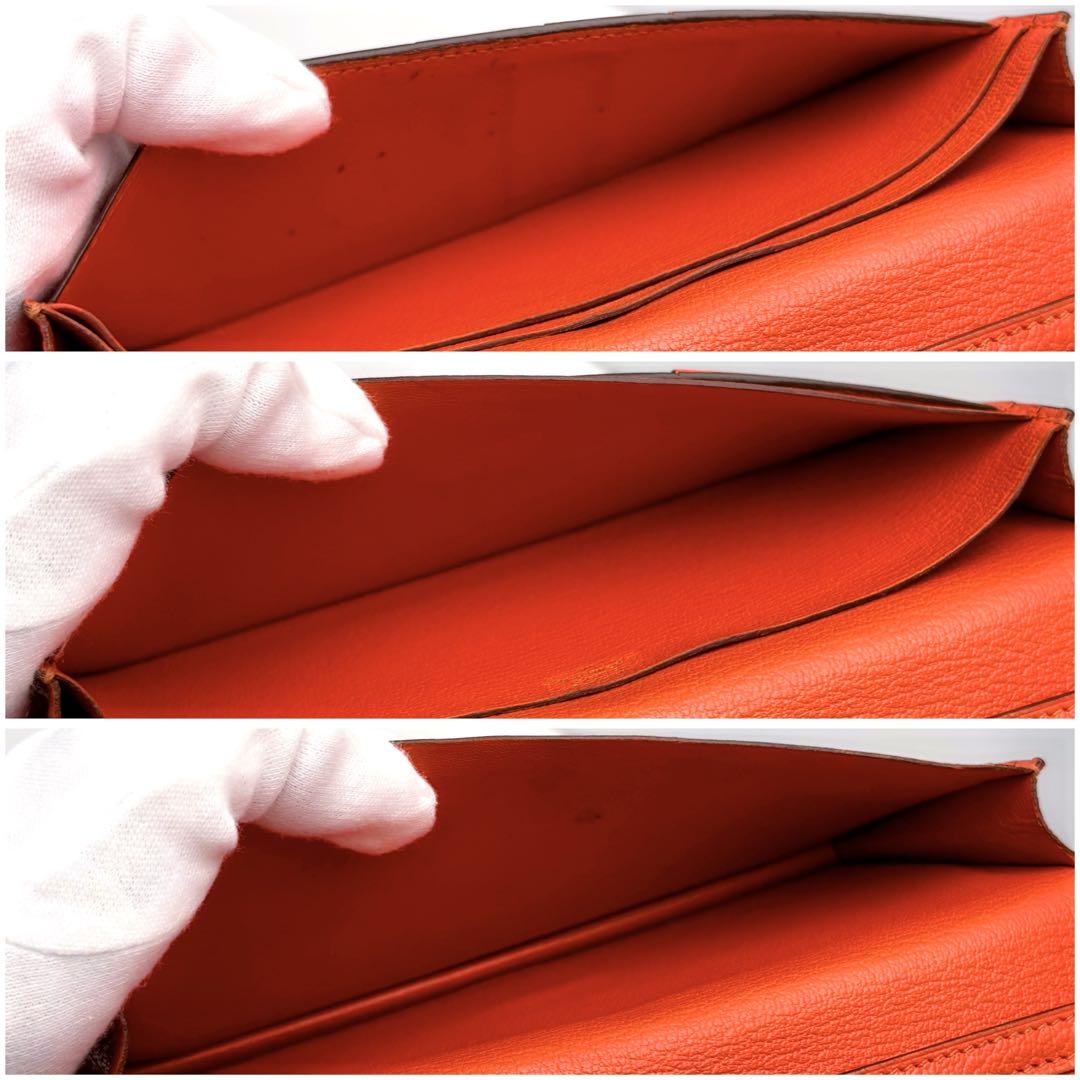 ファッションの HERMES エルメス ゴールド オレンジ 黒 リザード スフレ べアン 小物