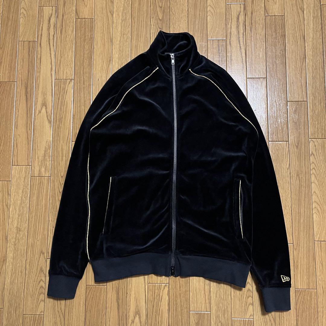 NEWERA ニューエラ　ベロアトラックジャケット　ブラック　黒金　M