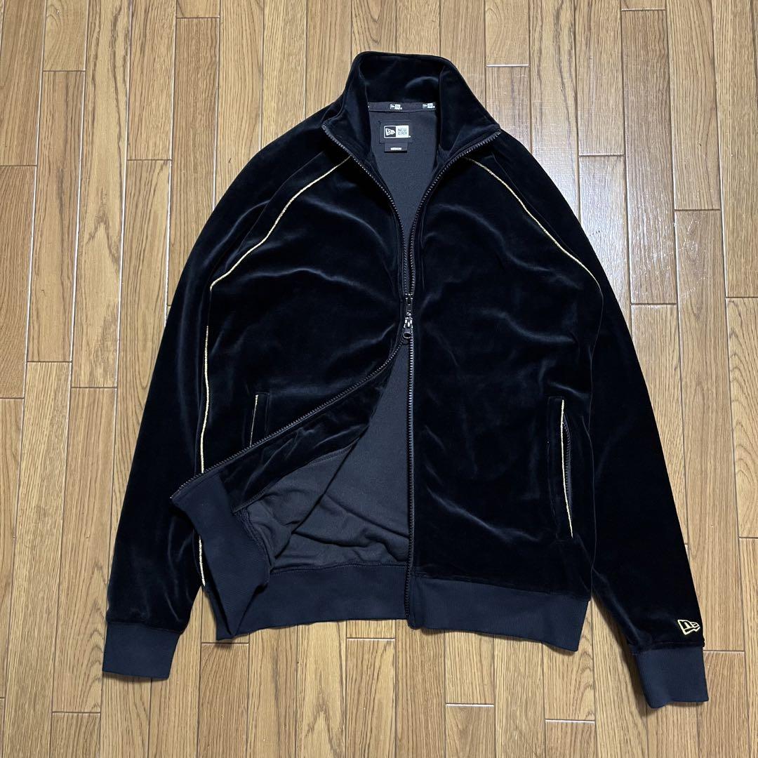 NEWERA ニューエラ　ベロアトラックジャケット　ブラック　黒金　M