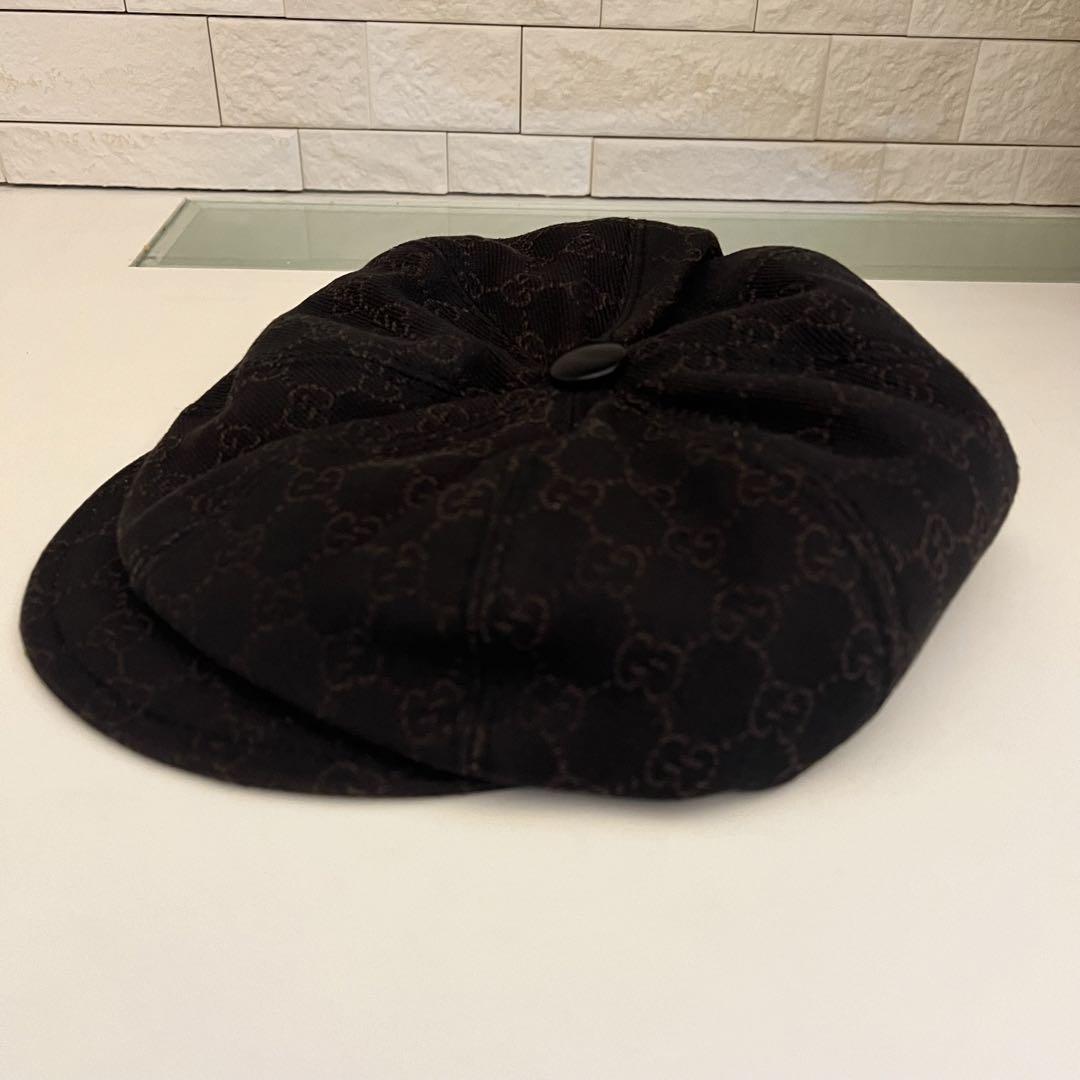 グッチ（GUCCI）　帽子（キャスケット）　GG柄　レザーコンビ サイズ　XL