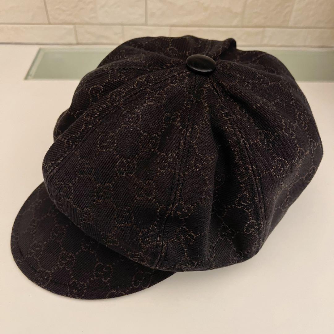 グッチ（GUCCI）　帽子（キャスケット）　GG柄　レザーコンビ サイズ　XL