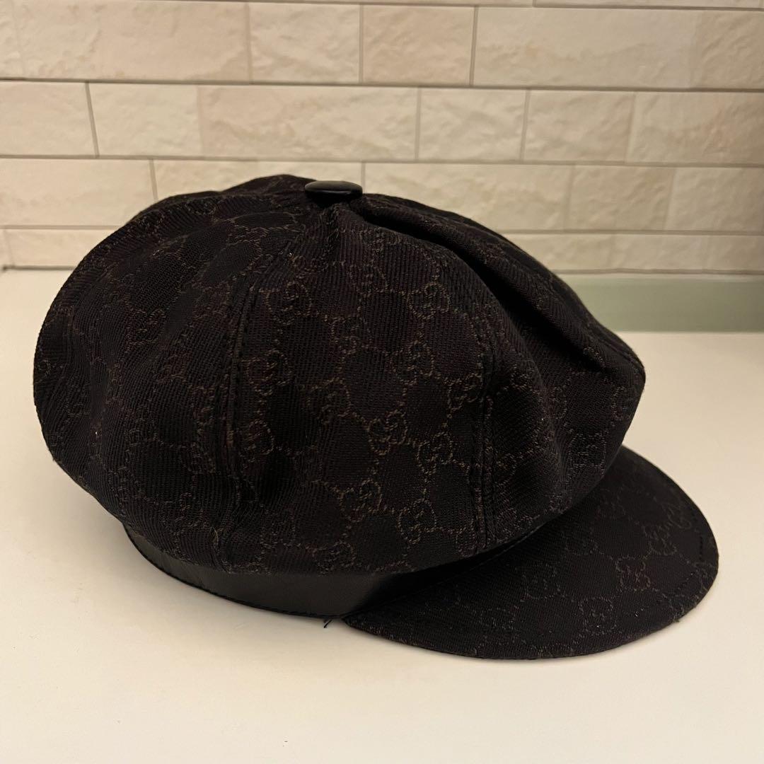 グッチ（GUCCI）　帽子（キャスケット）　GG柄　レザーコンビ サイズ　XL