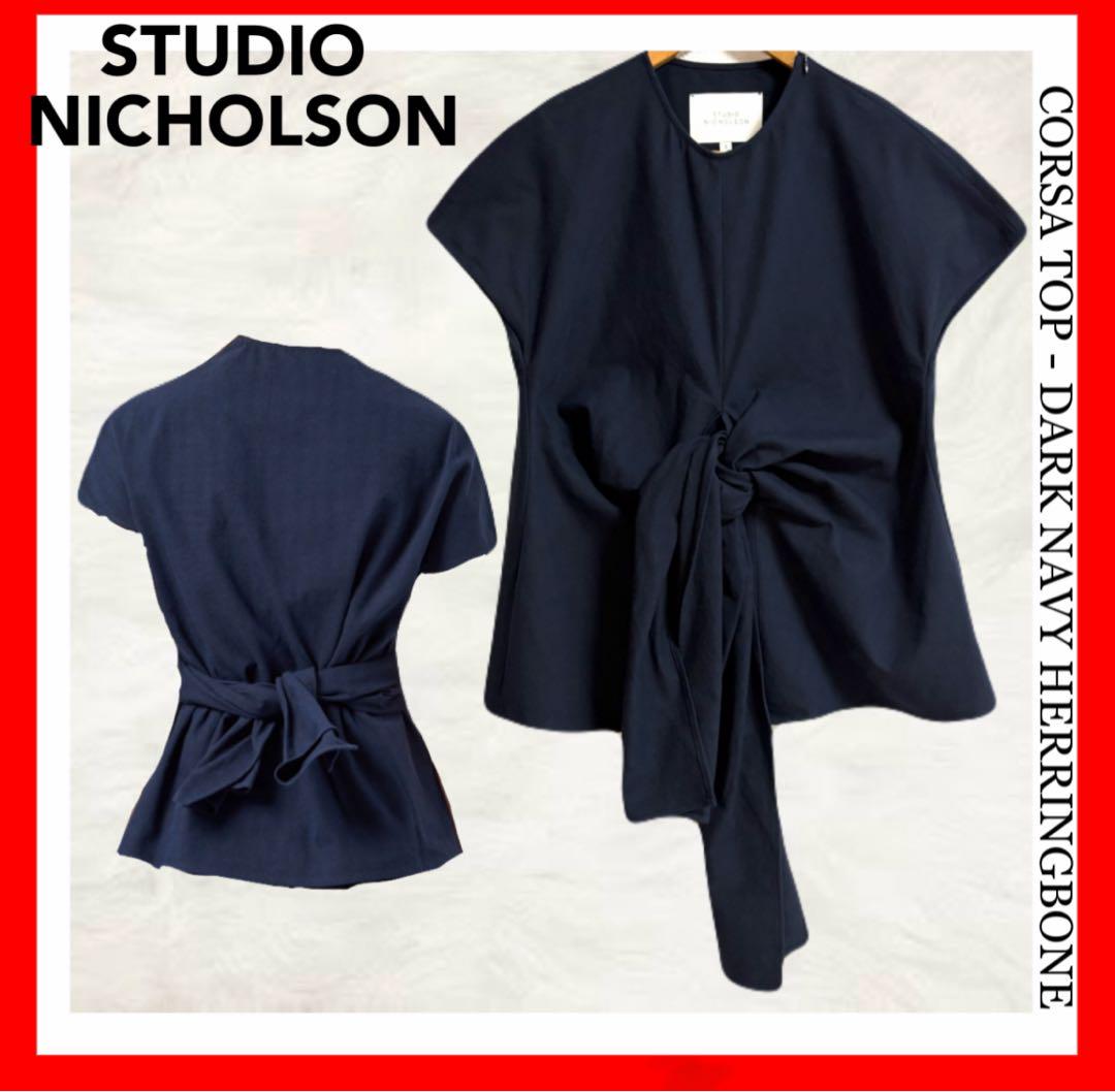 STUDIO NICHOLSON✨Corsa Top 半袖 ダークネイビー