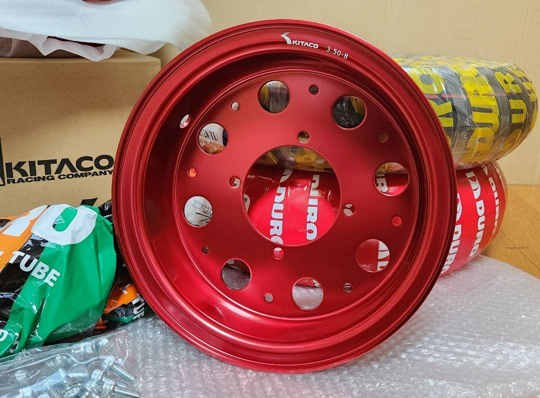 キタコ｜8インチ アルミホイール 入門セット｜モンキー ゴリラ｜レッド