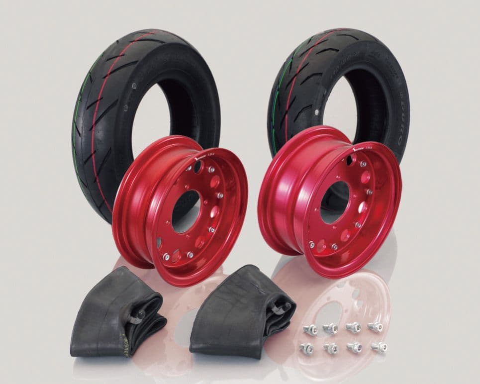 キタコ｜8インチ アルミホイール 入門セット｜モンキー ゴリラ｜レッド