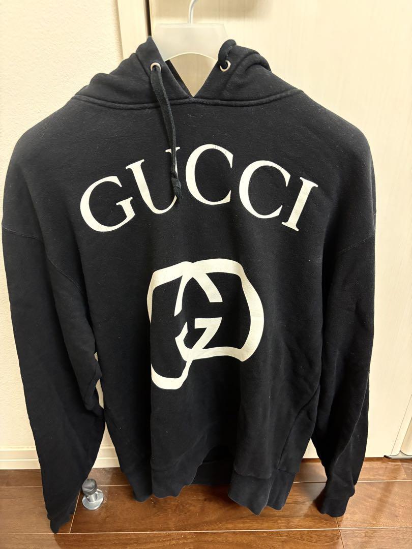 【正規品】GUCCI ブラックパーカー Lサイズ　値段交渉あり