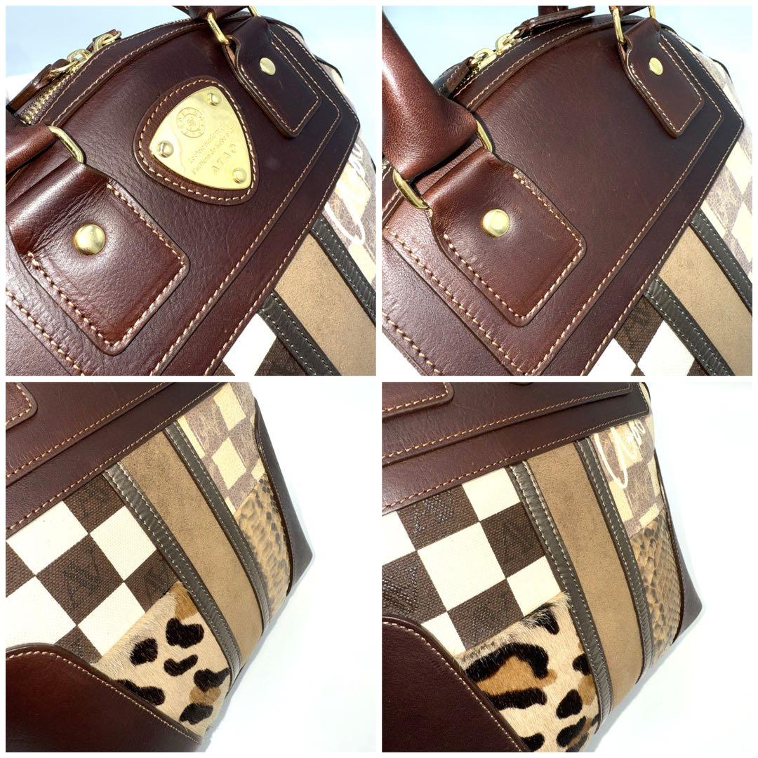 ✨美品✨ATAO アタオ アップルミニ チェック レザー スエード ブラウン