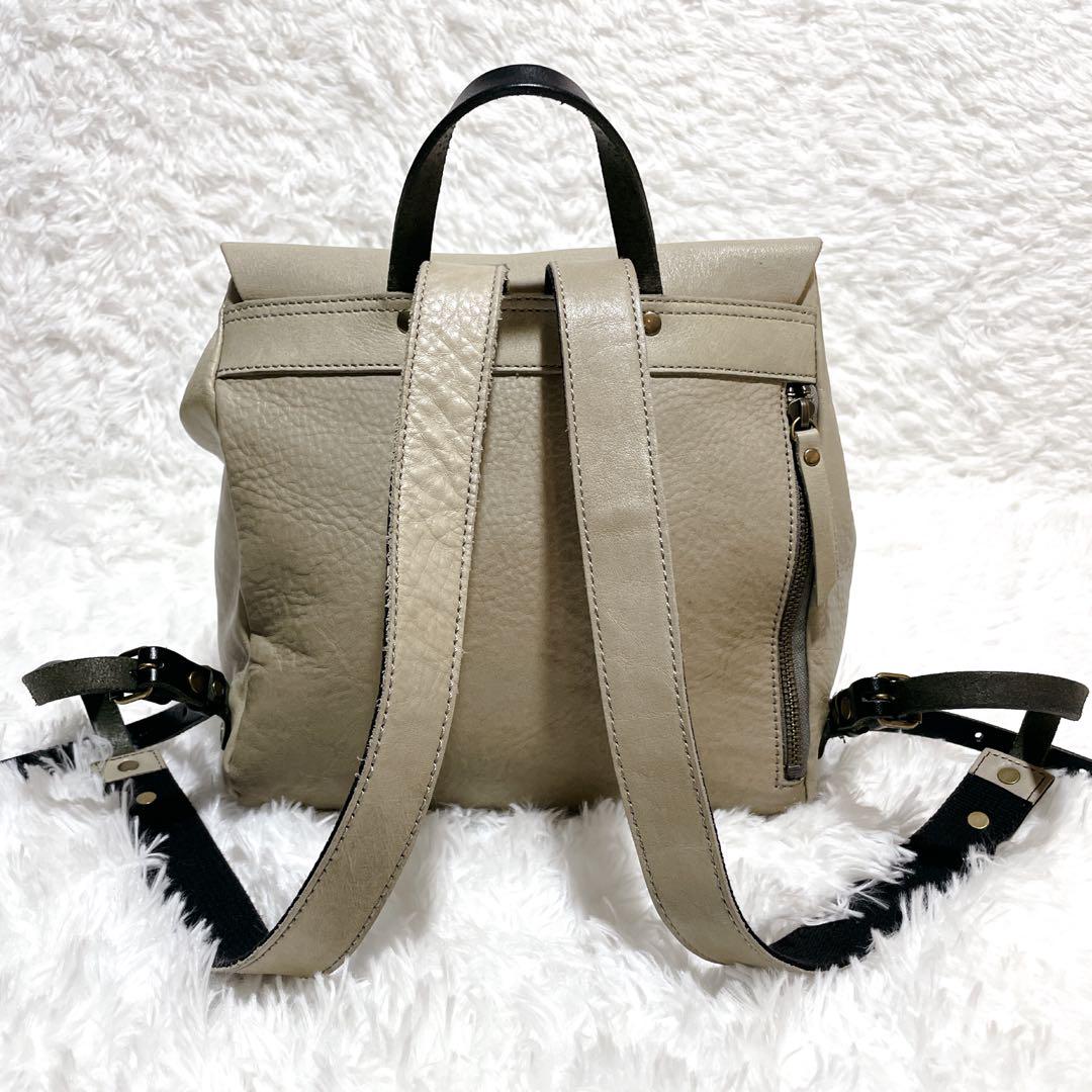 alto. リュック　バックパック　オールレザー　2way フラップ　ベージュ