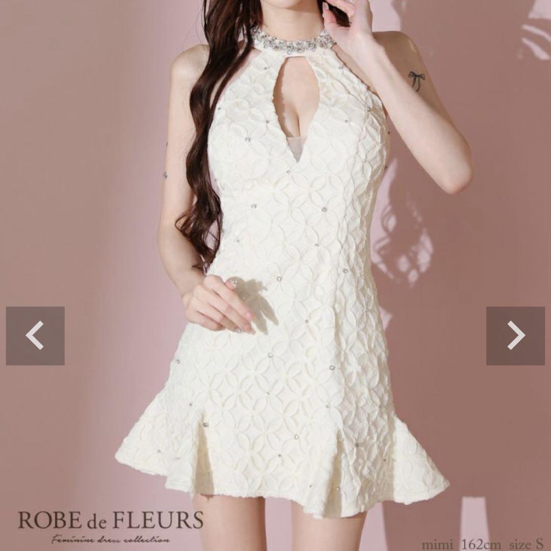 ROBE de FLEURS アイボリー フレアミニドレス (fm3797)