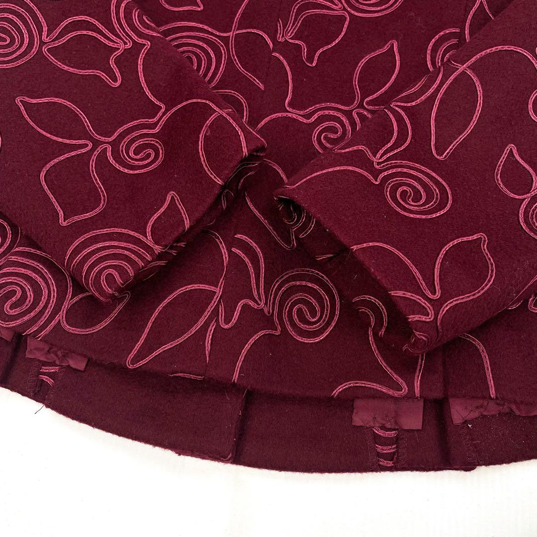 【抜群の存在感】 80s カシミア混 テーラード ウール ジャケット　花柄刺繍