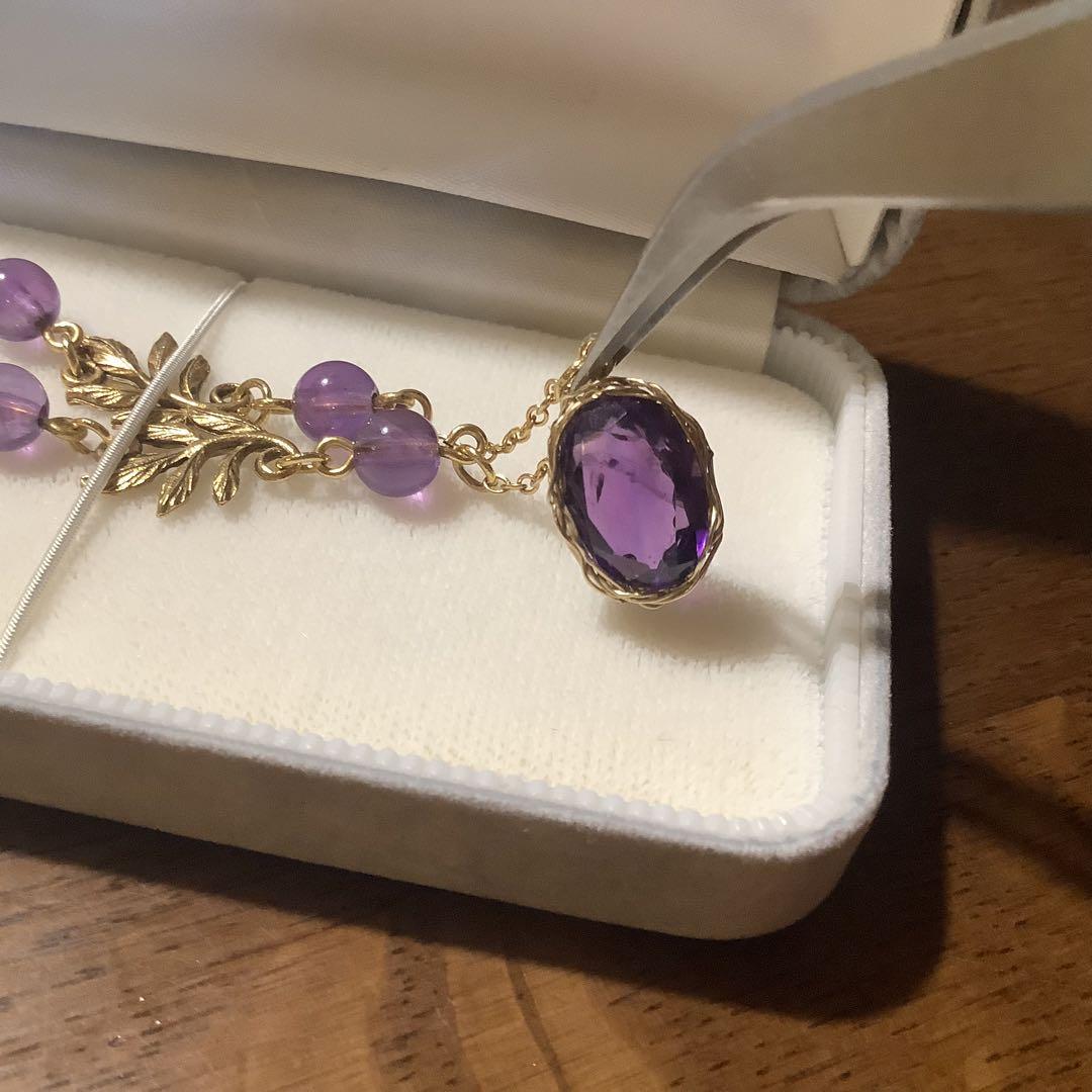 正規店仕入れの ネックレス 天然アメジスト 作家物 金メッキ silver製 アクセサリー