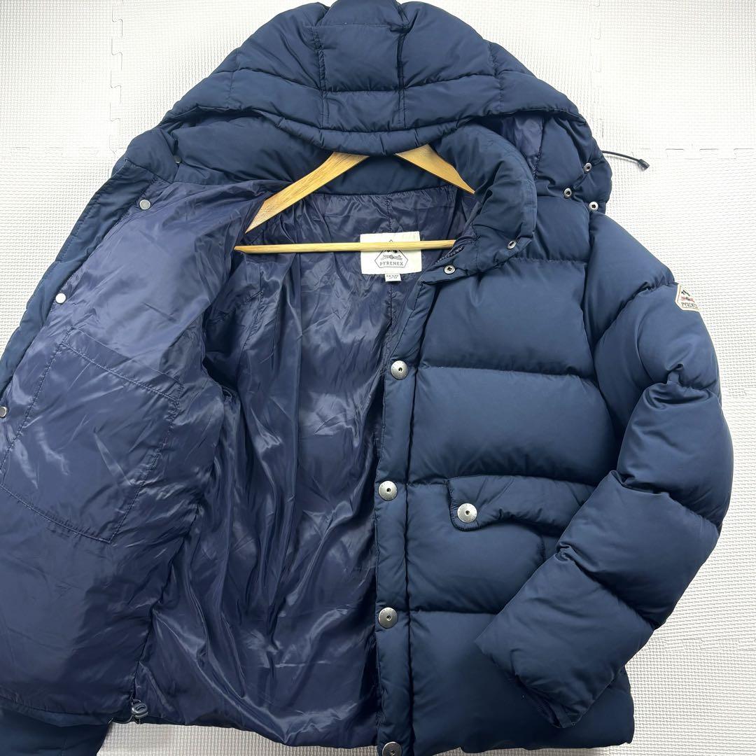 美品 ピレネックス 近年モデル REIMS ダウンジャケット ロゴ ネイビー M